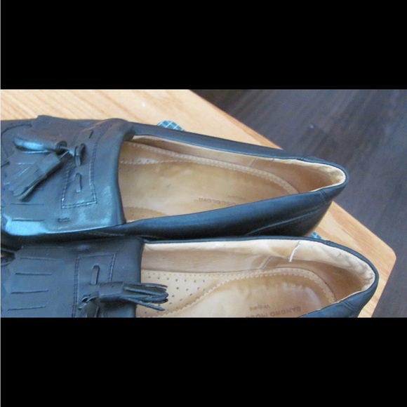 Sandro Moscoloni Black Leather Tassel Loafers size 10 - Picture 2 of 4